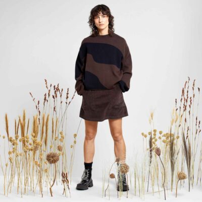 Dam Dedicated Trojor | Sweater Limhamn Flowy Block Black/Coffee Brown