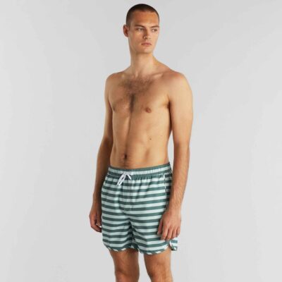 Herr Dedicated Badshorts | Swim Shorts Sandhamn Stripes Forest Green