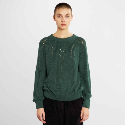 Dam Dedicated Stickat | Sweater Ockelbo Pointelle Knit Trekking Green